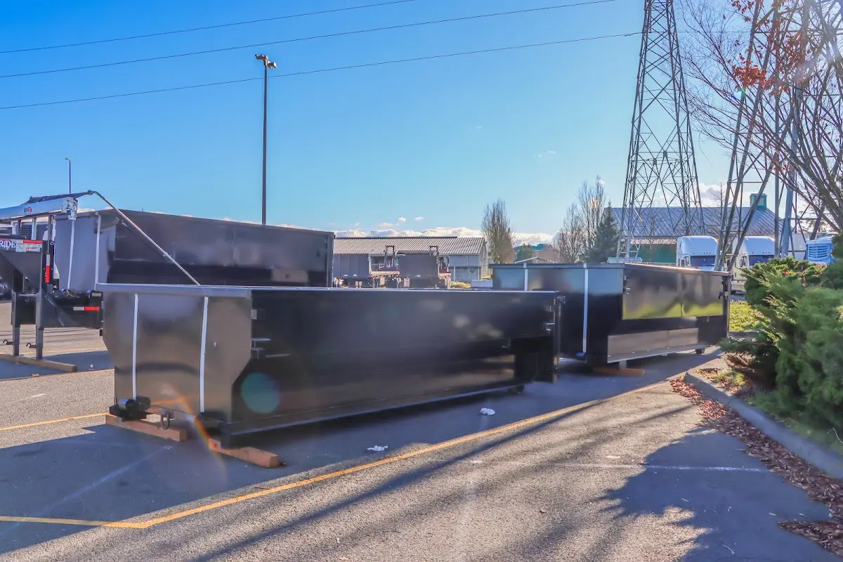 Roll-off dumpster ready for waste disposal at job site for Commercial Dumpster Rental in La Grande
